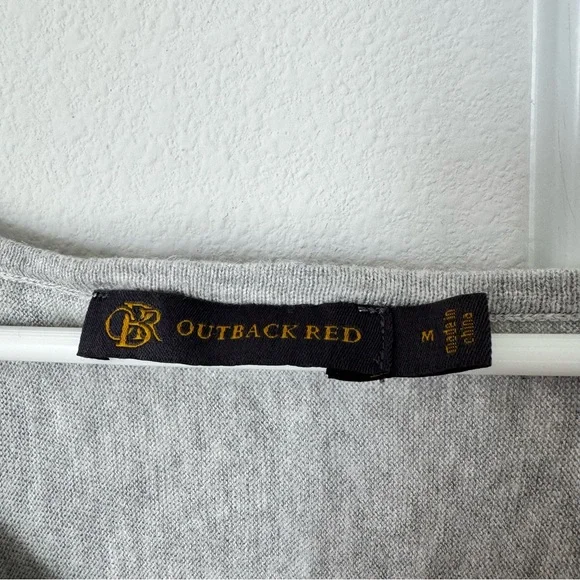 Outback Red Light Gray Dolman Sleeve Lightweight Sweater Size Medium Spring Fall - Picture 2 of 8